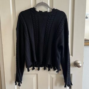 DANCE & MARVEL | Black knit sweater with fringe detailing